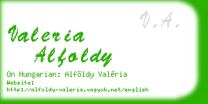valeria alfoldy business card